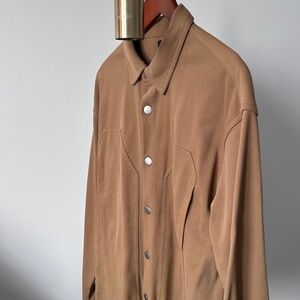 Tan Snap-Button Overshirt Forever 21
